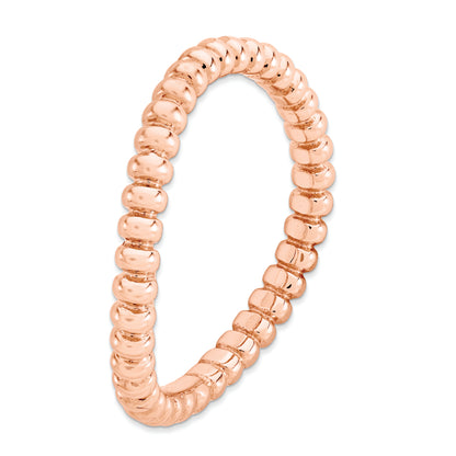 Sterling Silver Stackable Expressions Polished Pink Plate Wave Ring