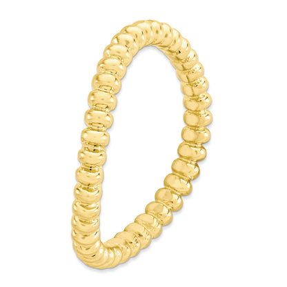 Sterling Silver Stackable Expressions Polished Gold Plate Wave Ring