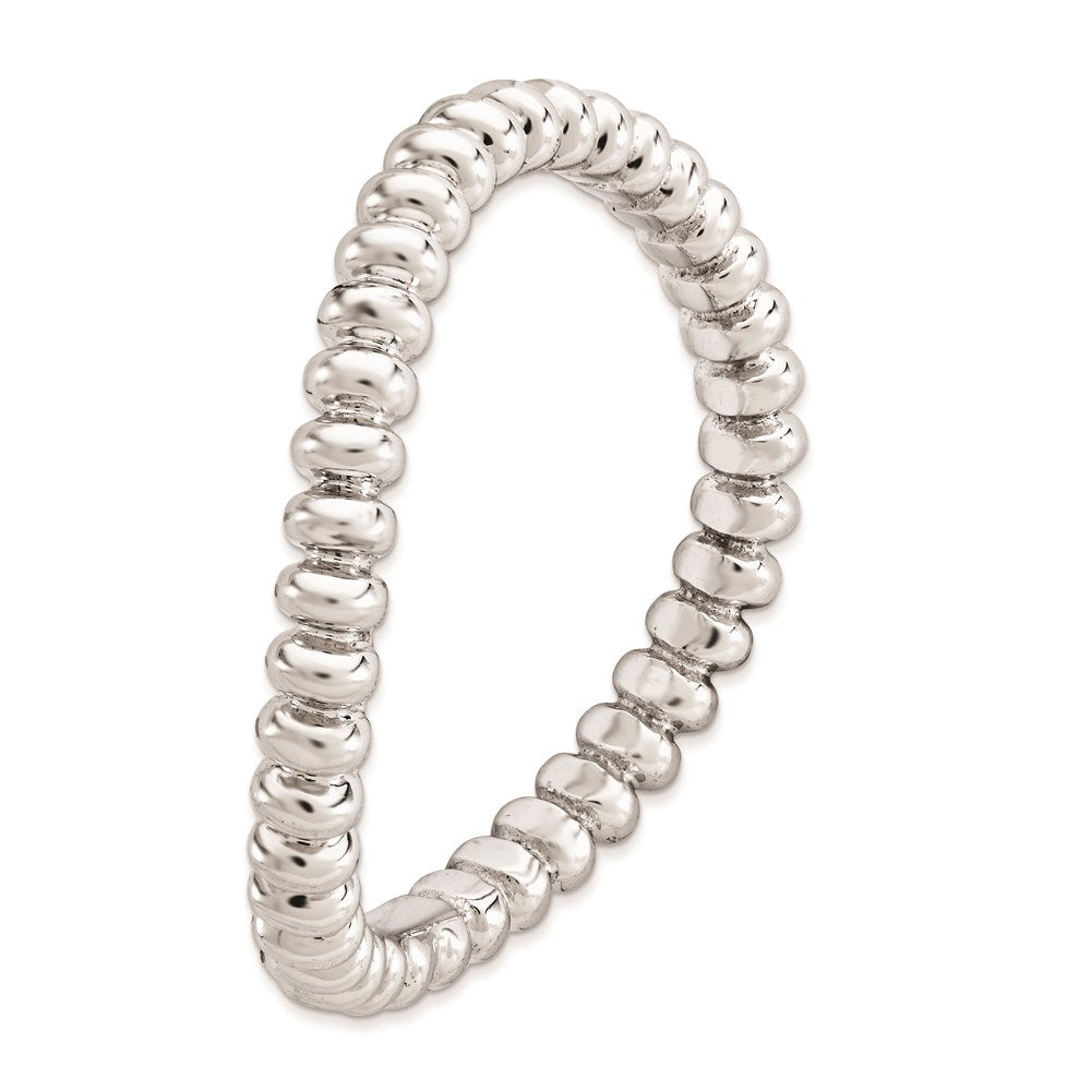 Sterling Silver Stackable Expressions Polished Rhodium Plate Wave Ring