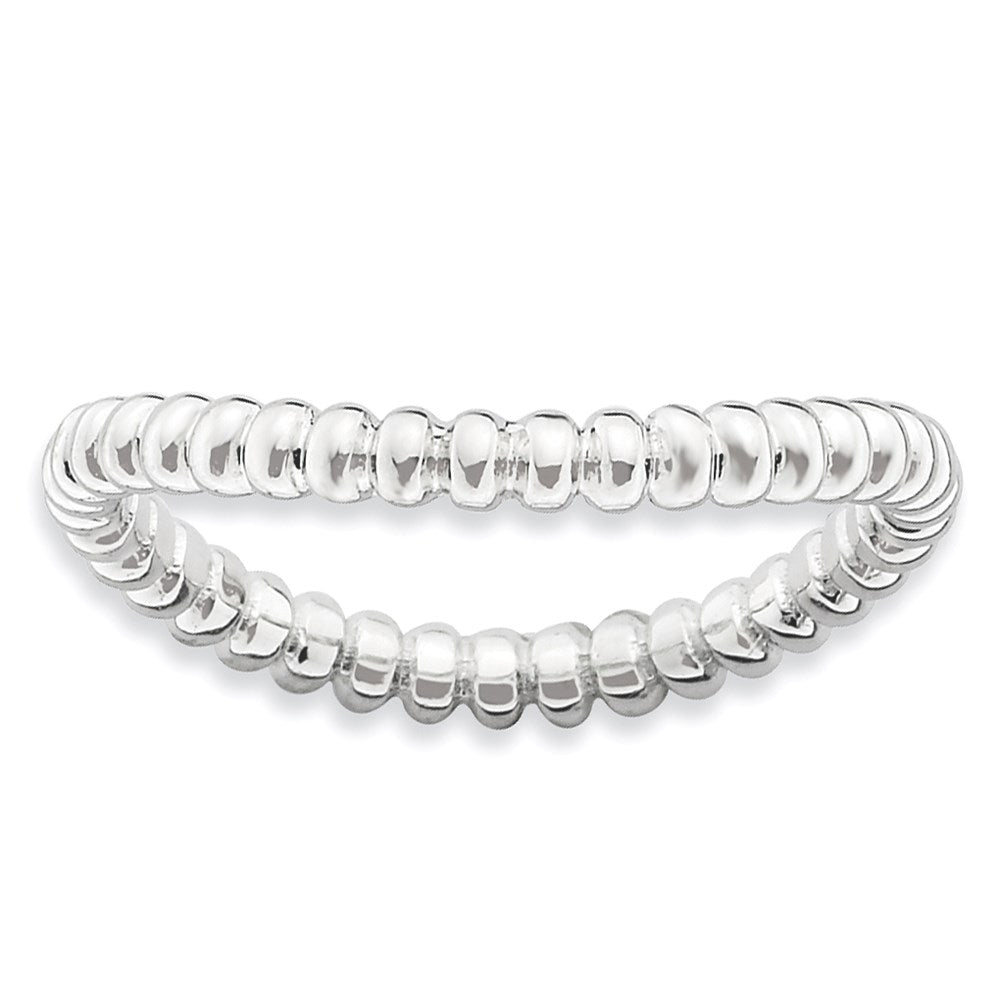 Sterling Silver Stackable Expressions Polished Rhodium Plate Wave Ring