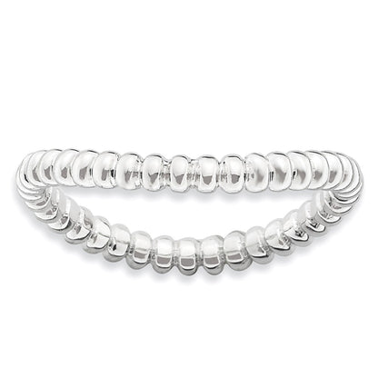 Sterling Silver Stackable Expressions Polished Rhodium Plate Wave Ring