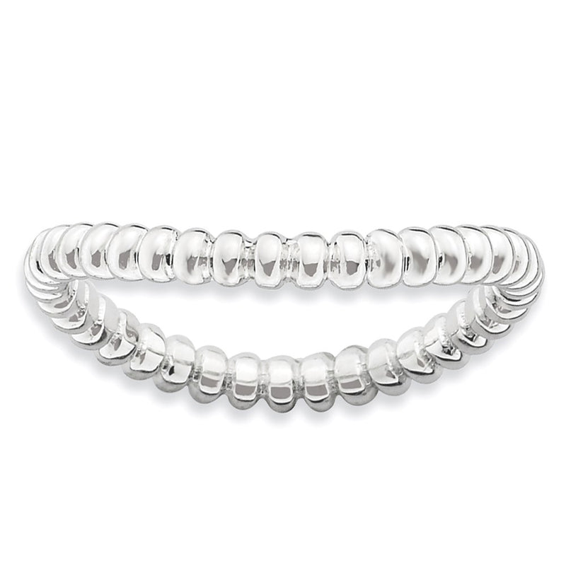 Sterling Silver Stackable Expressions Polished Rhodium Plate Wave Ring