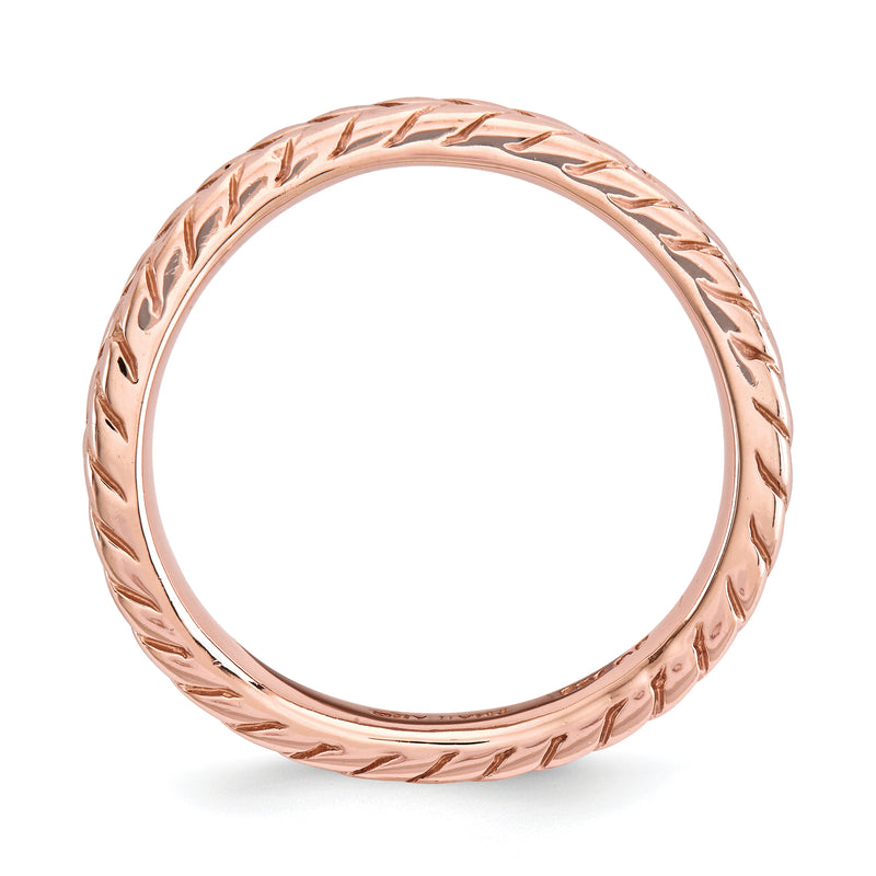 Sterling Silver Stackable Expressions Polished Pink Plate Wave Ring