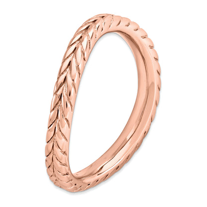 Sterling Silver Stackable Expressions Polished Pink Plate Wave Ring
