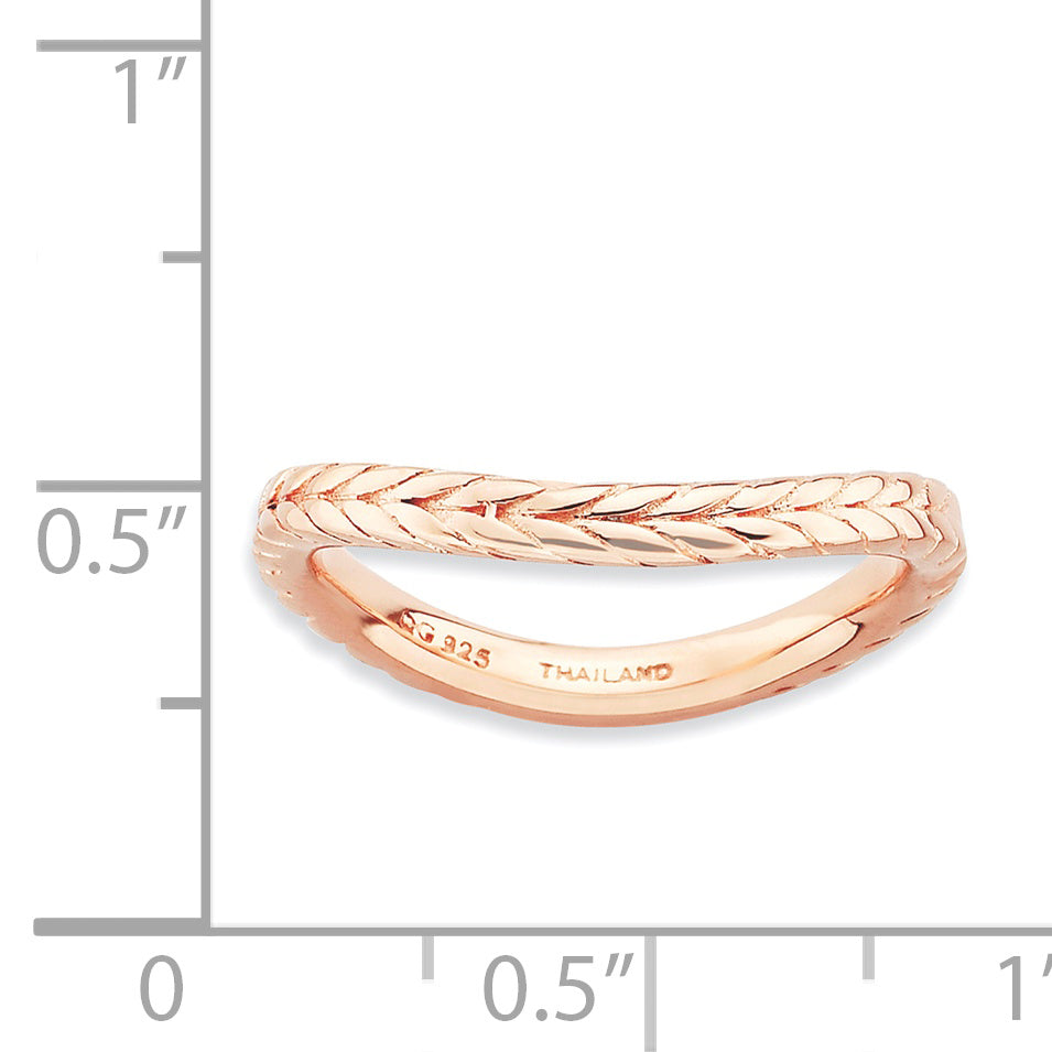 Sterling Silver Stackable Expressions Polished Pink Plate Wave Ring