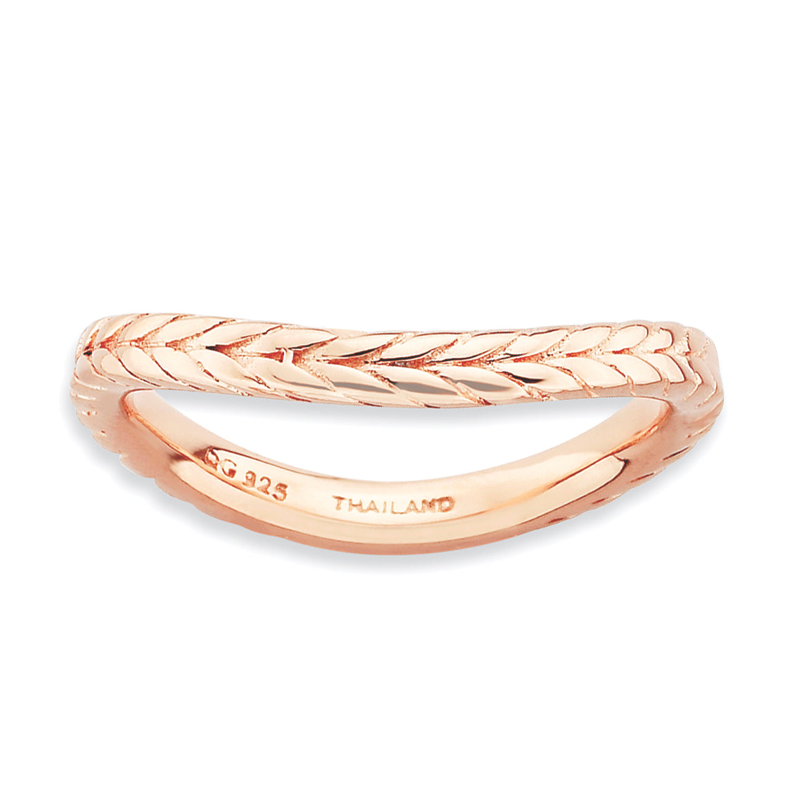 Sterling Silver Stackable Expressions Polished Pink Plate Wave Ring