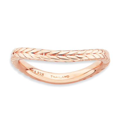 Sterling Silver Stackable Expressions Polished Pink Plate Wave Ring