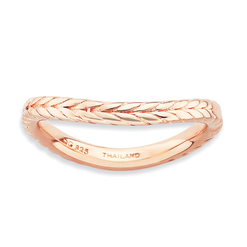 Sterling Silver Stackable Expressions Polished Pink Plate Wave Ring