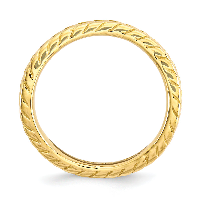 Sterling Silver Stackable Expressions Polished Gold Plate Wave Ring