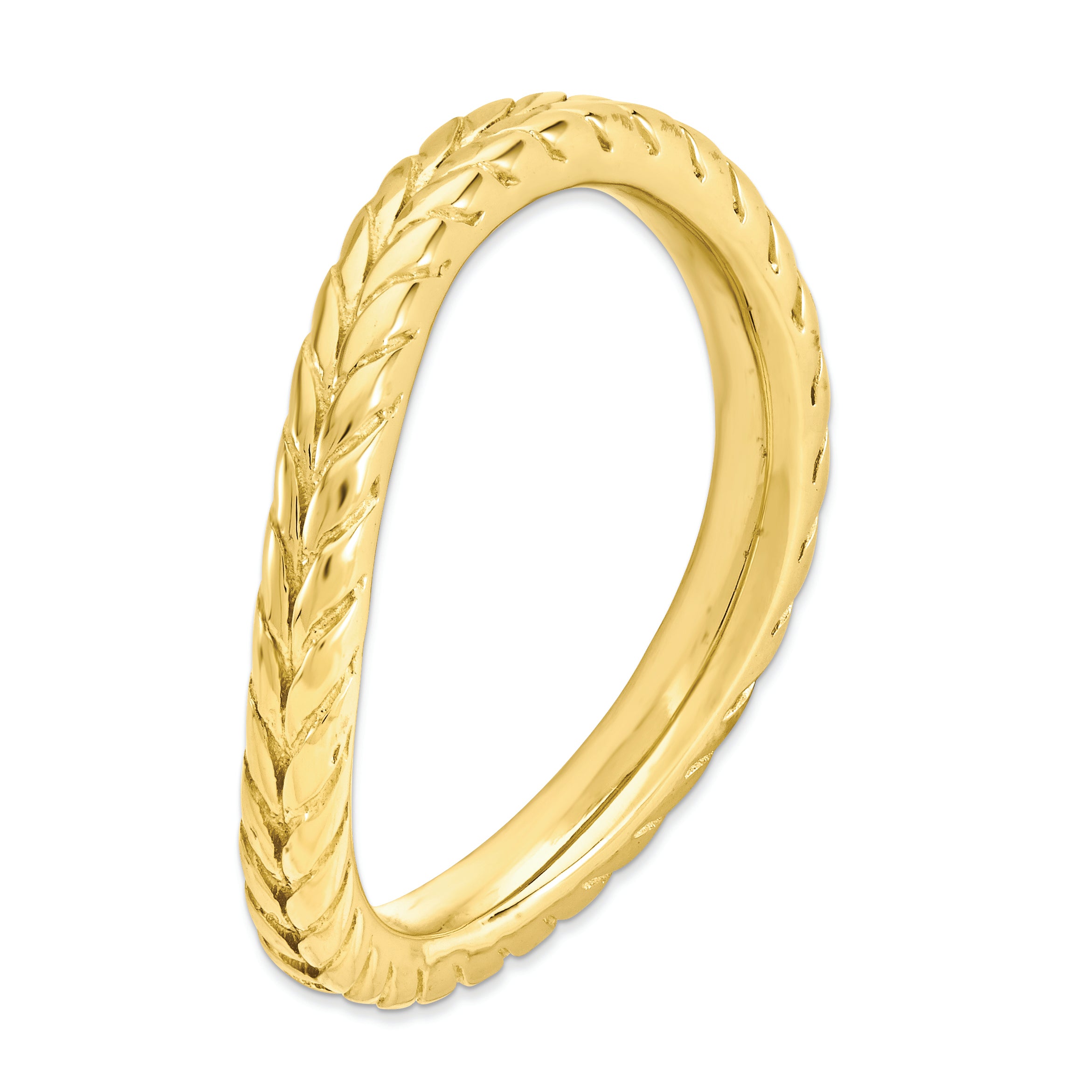Sterling Silver Stackable Expressions Polished Gold Plate Wave Ring