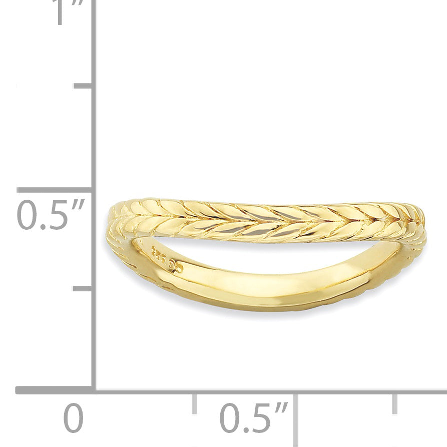Sterling Silver Stackable Expressions Polished Gold Plate Wave Ring