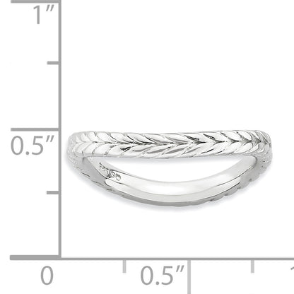Sterling Silver Stackable Expressions Polished Rhodium Plate Wave Ring