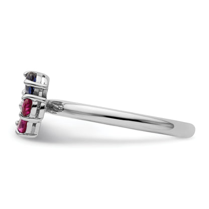 Sterling Silver Stackable Expressions Cr Ruby & Sapphire Butterfly Ring