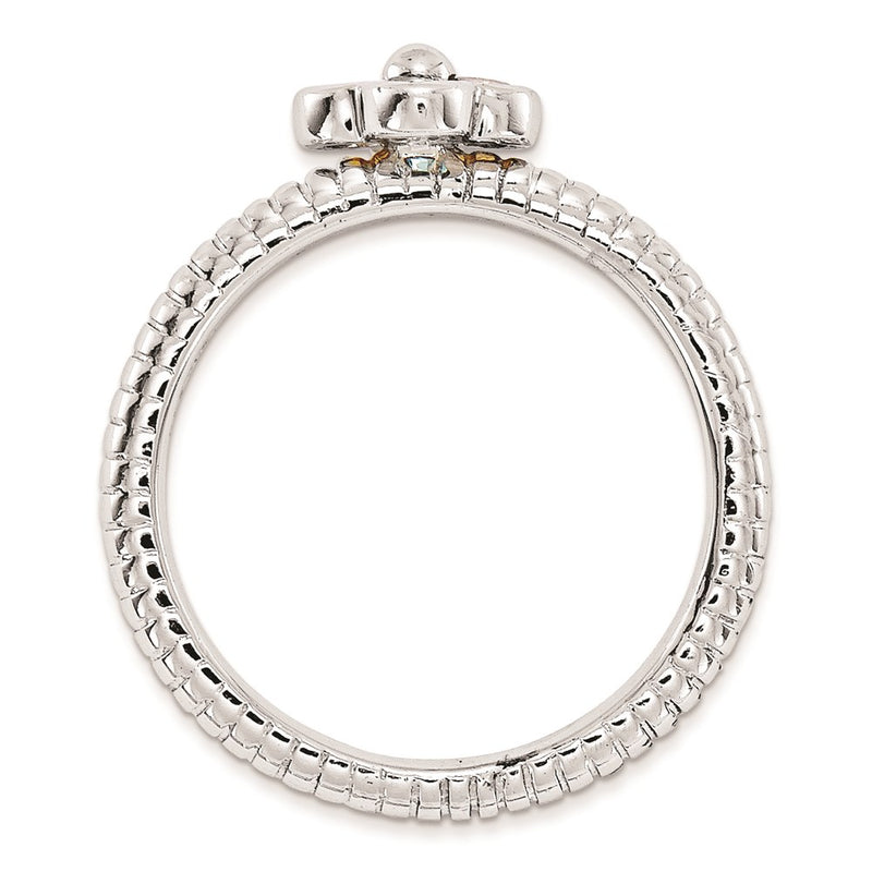 Sterling Silver Stackable Expressions Blue Topaz & Citrine Flower Ring (Size 5 Only)