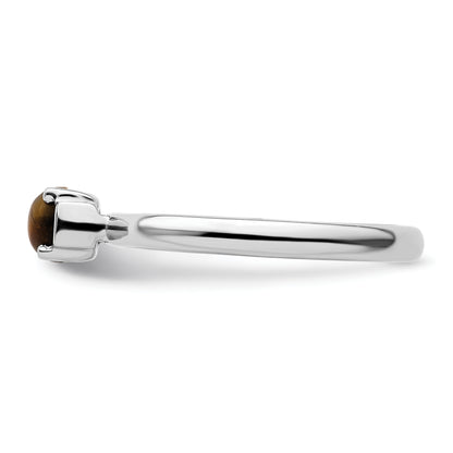 Sterling Silver Stackable Expressions Tigers Eye Rhodium Plated Ring