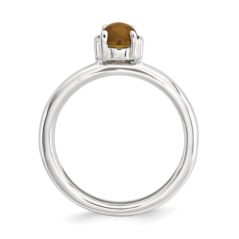 Sterling Silver Stackable Expressions Citrine Rhodium Plated Ring