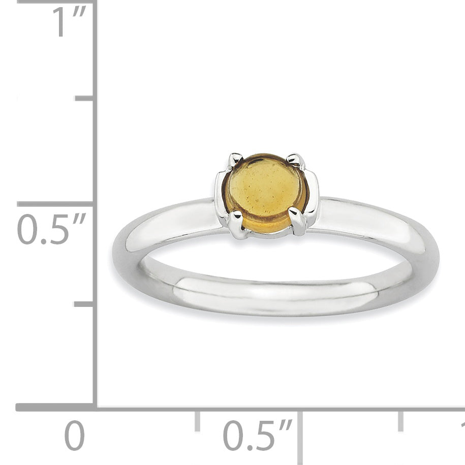 Sterling Silver Stackable Expressions Citrine Rhodium Plated Ring