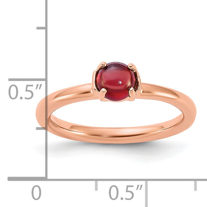 Sterling Silver Stackable Expressions Garnet Pink Plated Ring
