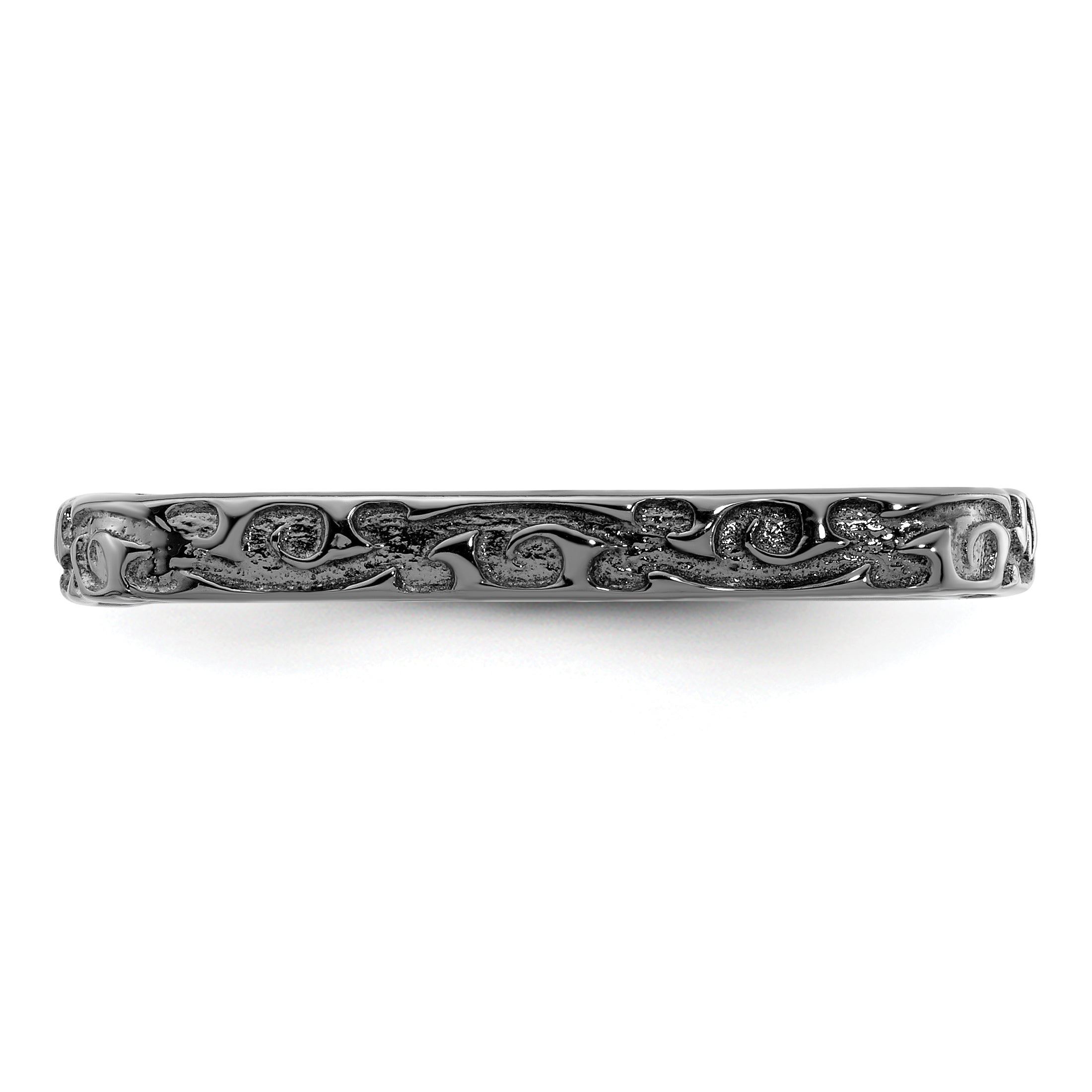 Sterling Silver Stackable Expressions Polished Black Plated Square Ring