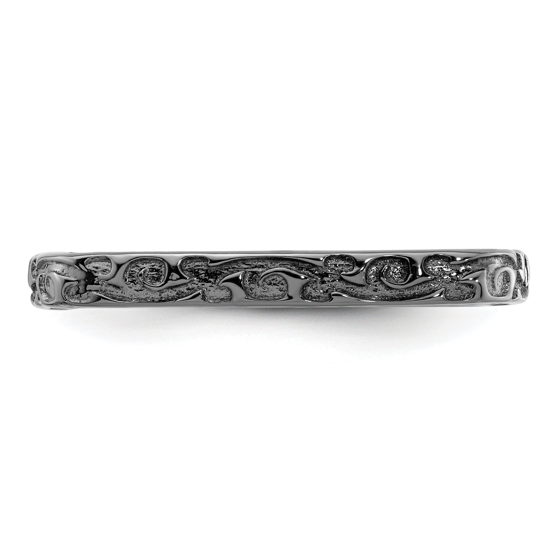 Sterling Silver Stackable Expressions Polished Black Plated Square Ring