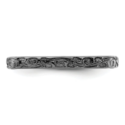 Sterling Silver Stackable Expressions Polished Black Plated Square Ring