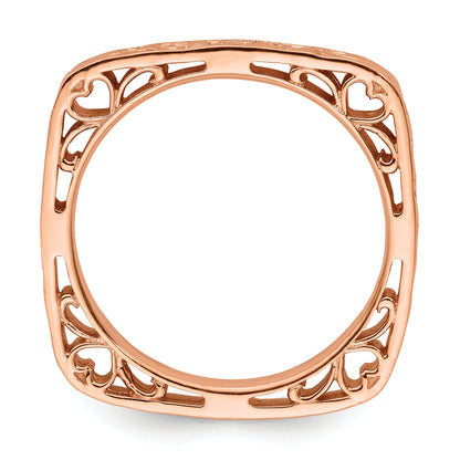 Sterling Silver Stackable Expressions Polished Pink Plated Square Ring