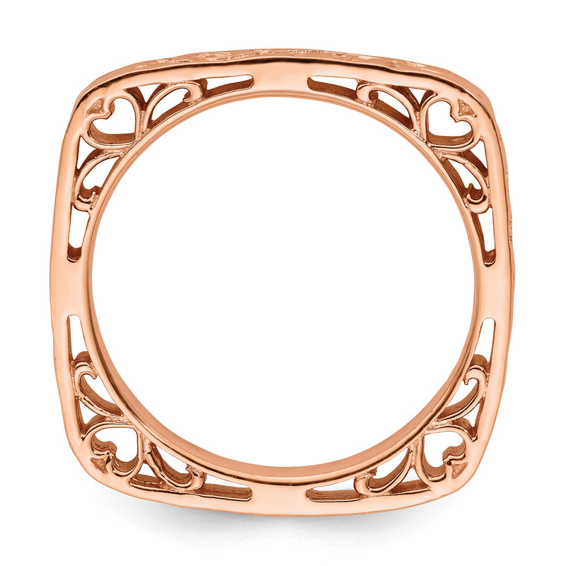 Sterling Silver Stackable Expressions Polished Pink Plated Square Ring