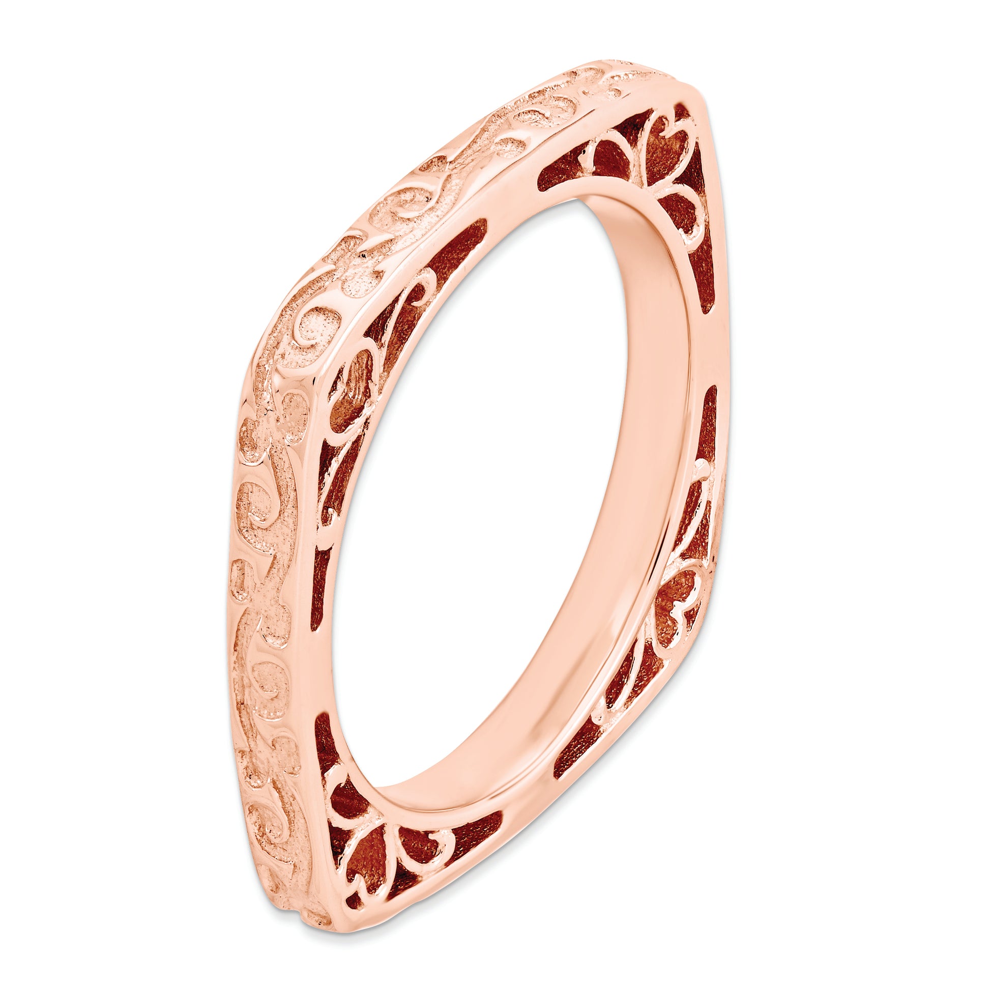 Sterling Silver Stackable Expressions Polished Pink Plated Square Ring