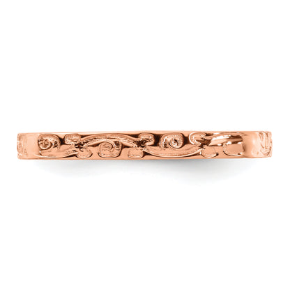 Sterling Silver Stackable Expressions Polished Pink Plated Square Ring