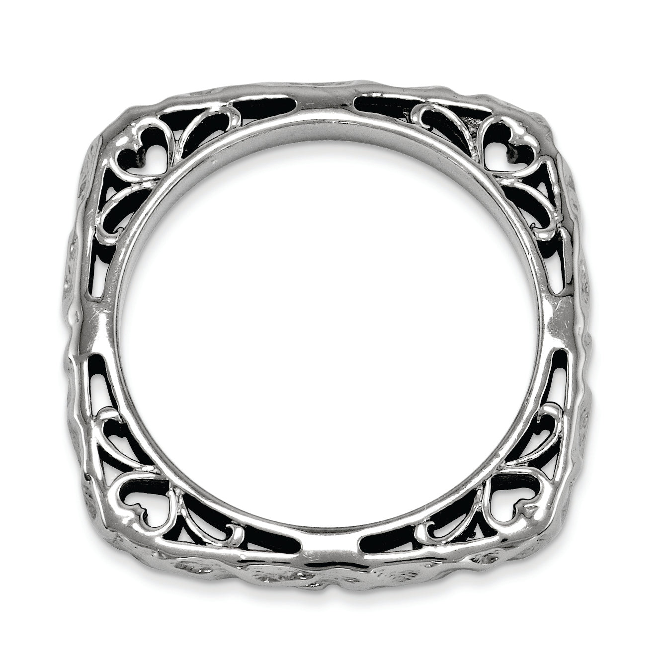 Sterling Silver Stackable Expressions Polished Black Plate Square Ring
