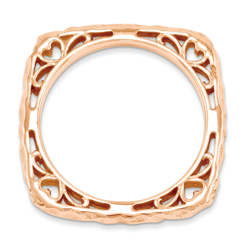 Sterling Silver Stackable Expressions Polished Pink Plate Square Ring