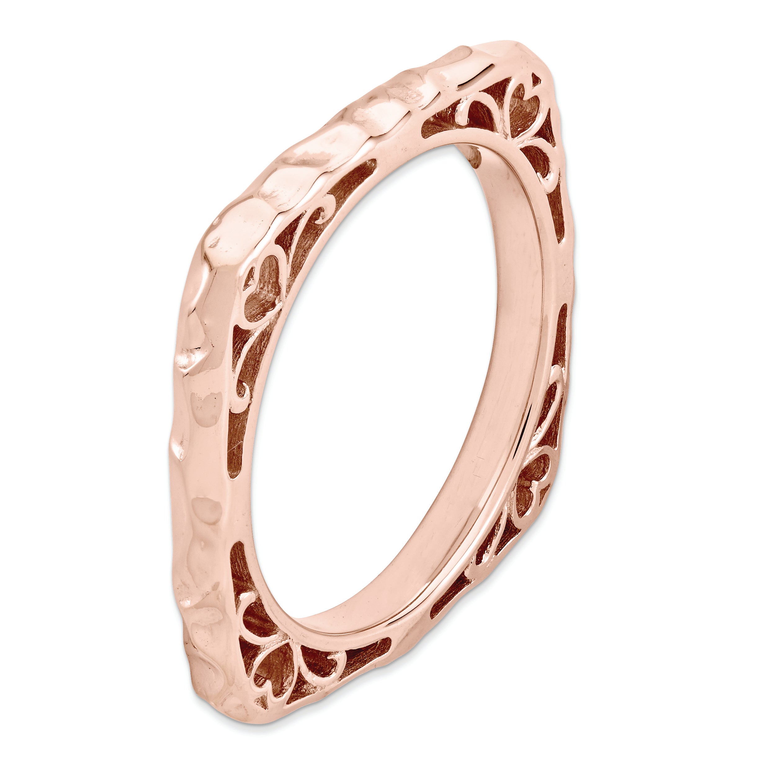 Sterling Silver Stackable Expressions Polished Pink Plate Square Ring