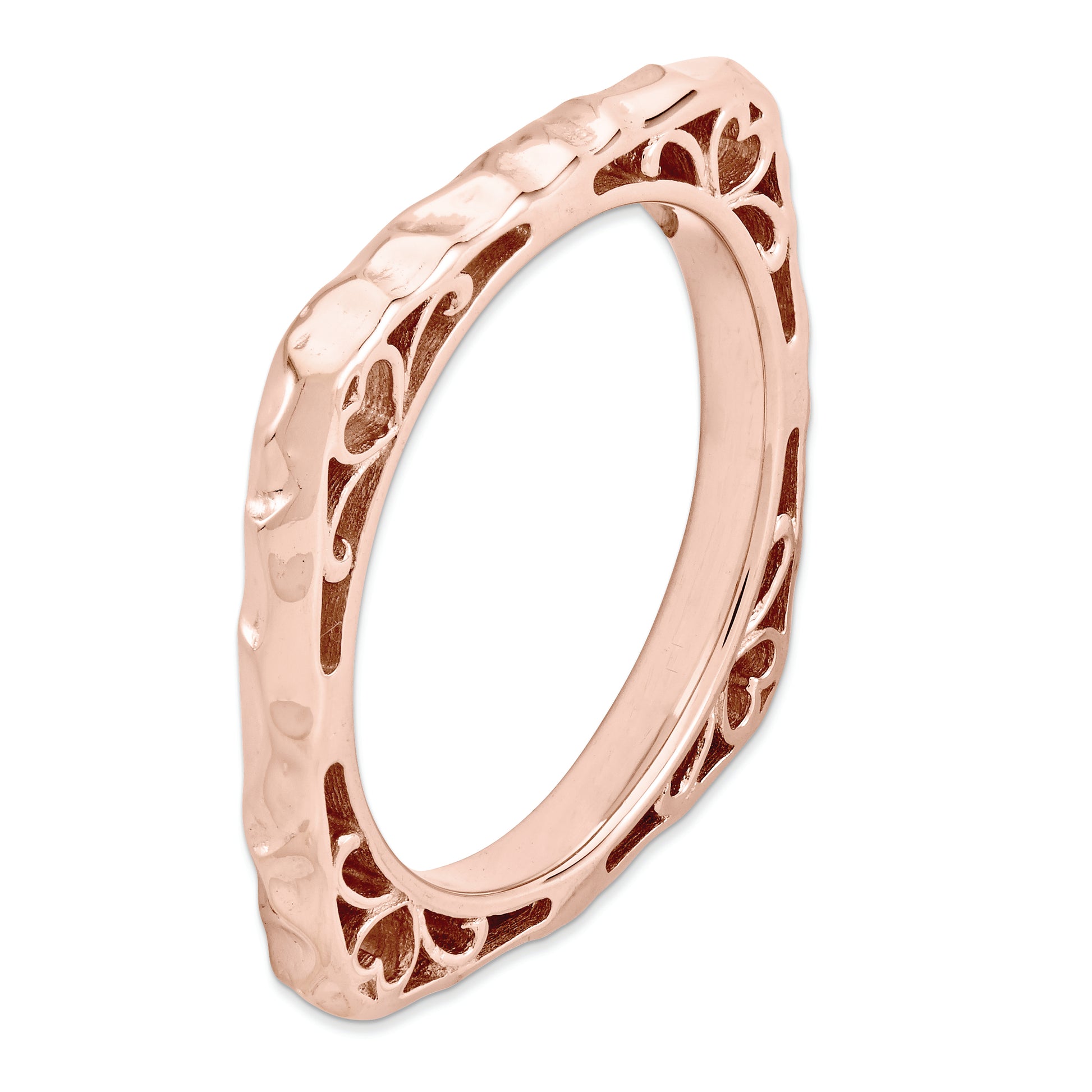 Sterling Silver Stackable Expressions Polished Pink Plate Square Ring