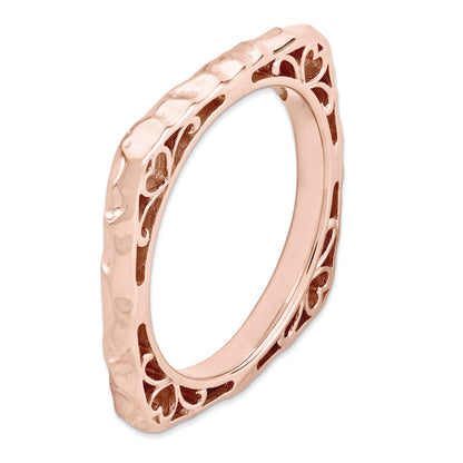 Sterling Silver Stackable Expressions Polished Pink Plate Square Ring