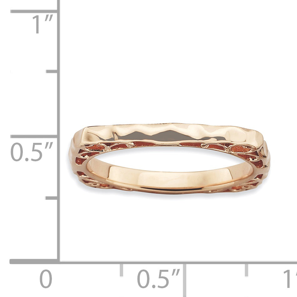 Sterling Silver Stackable Expressions Polished Pink Plate Square Ring