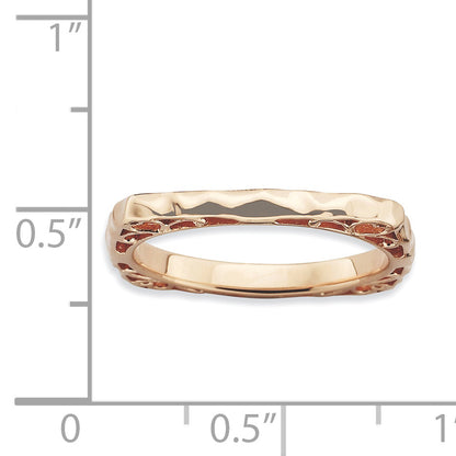 Sterling Silver Stackable Expressions Polished Pink Plate Square Ring