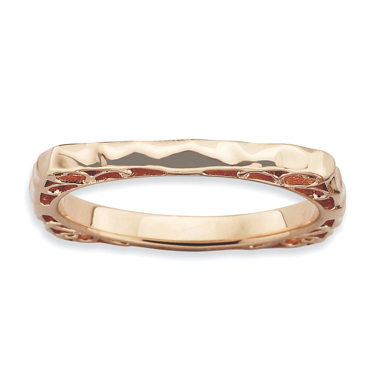 Sterling Silver Stackable Expressions Polished Pink Plate Square Ring