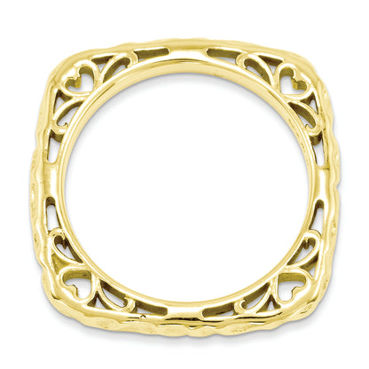Sterling Silver Stackable Expressions Polished Gold Plate Square Ring