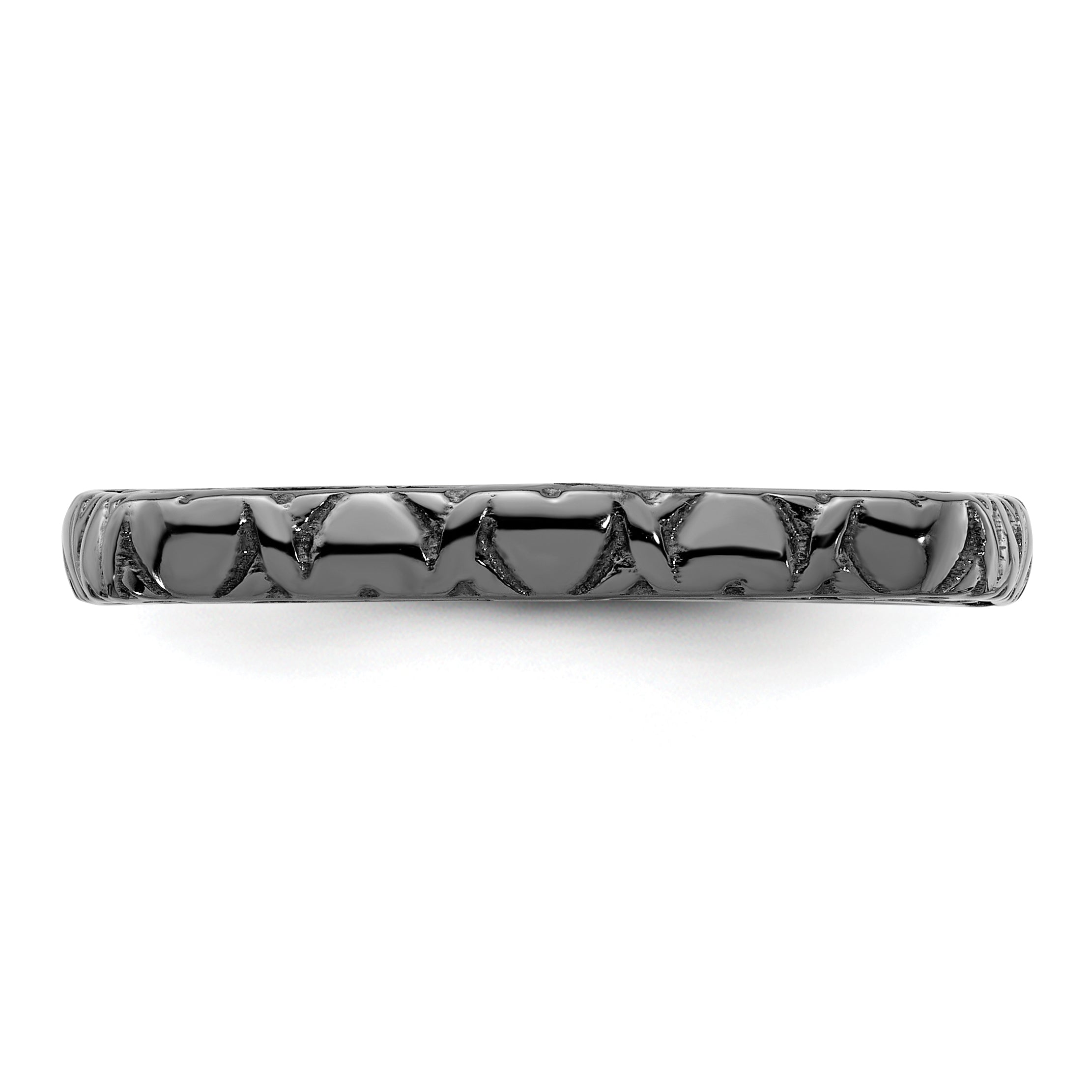 Sterling Silver Stackable Expressions Polished Black Plated Square Ring
