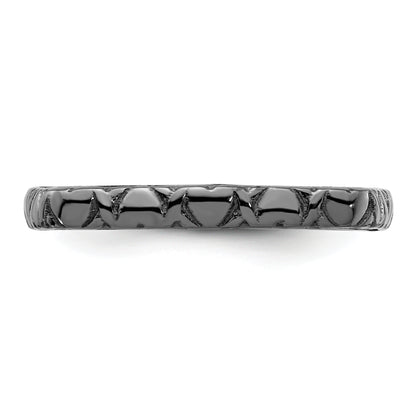 Sterling Silver Stackable Expressions Polished Black Plated Square Ring