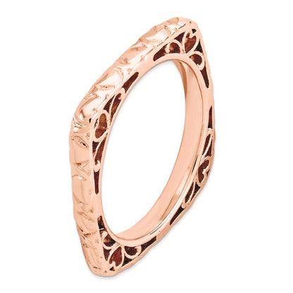 Sterling Silver Stackable Expressions Polished Pink Plated Square Ring