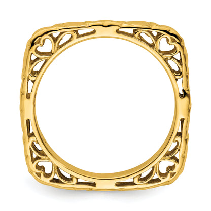 Sterling Silver Stackable Expressions Polished Gold Plated Square Ring