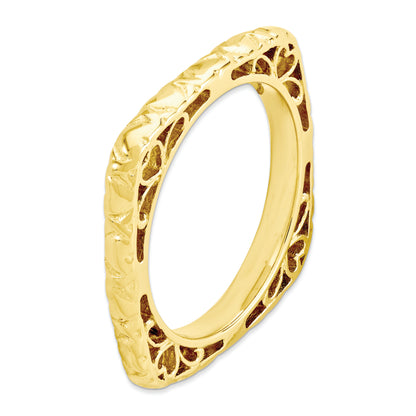 Sterling Silver Stackable Expressions Polished Gold Plated Square Ring