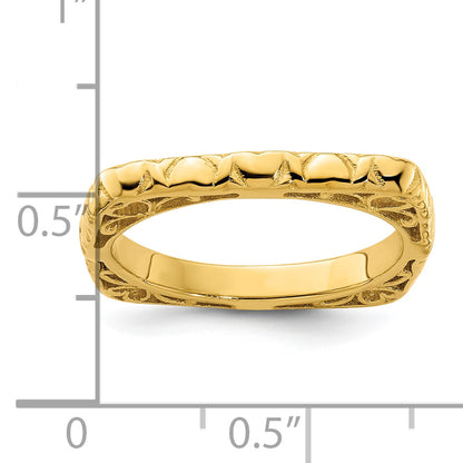 Sterling Silver Stackable Expressions Polished Gold Plated Square Ring