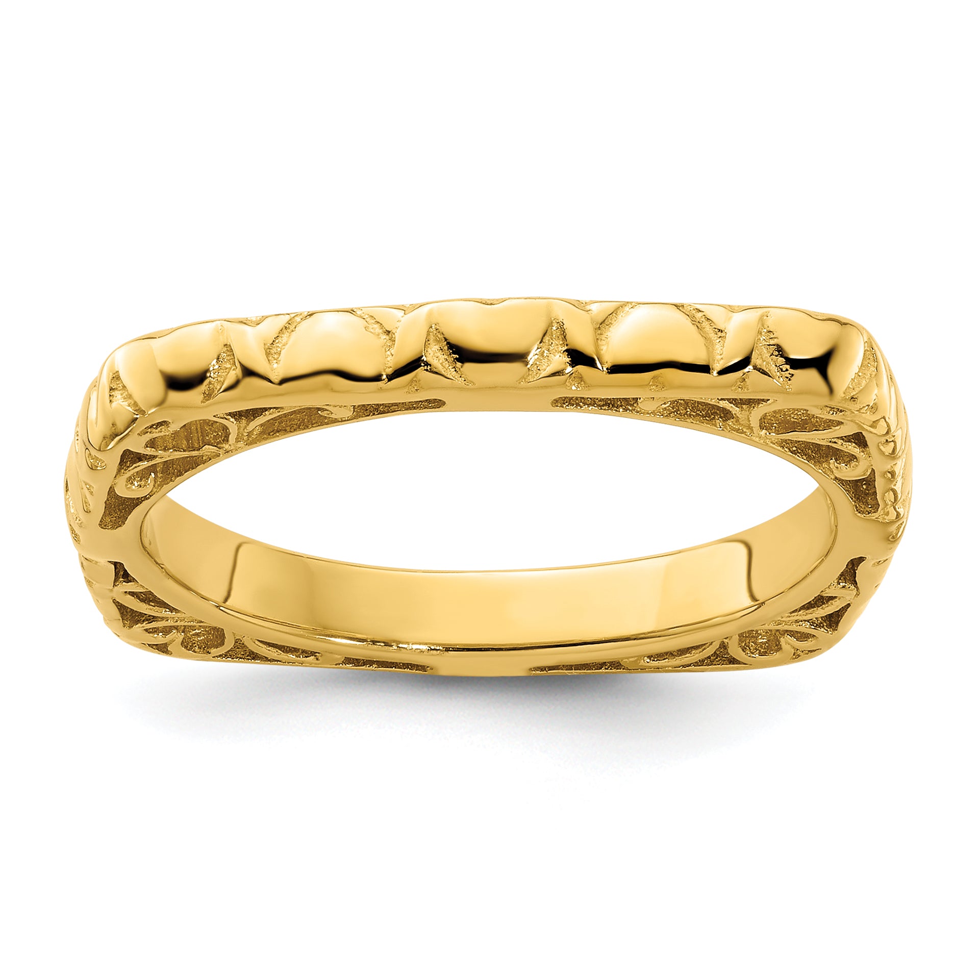 Sterling Silver Stackable Expressions Polished Gold Plated Square Ring