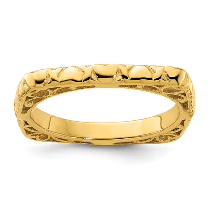 Sterling Silver Stackable Expressions Polished Gold Plated Square Ring