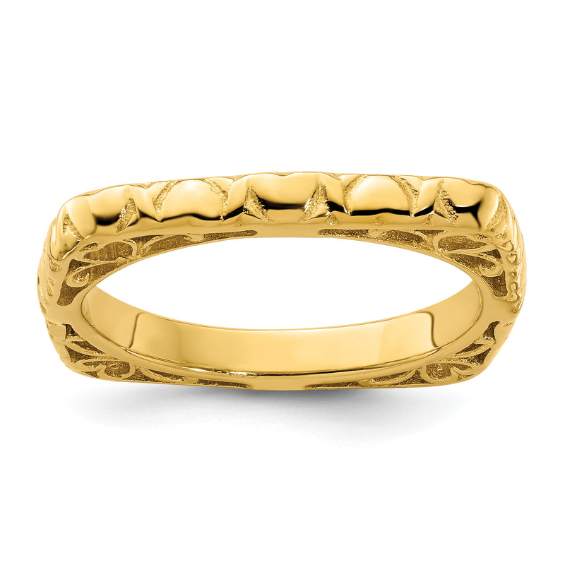 Sterling Silver Stackable Expressions Polished Gold Plated Square Ring
