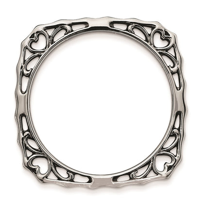 Sterling Silver Stackable Expressions Polished Black Plate Square Ring