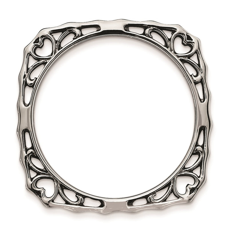 Sterling Silver Stackable Expressions Polished Black Plate Square Ring