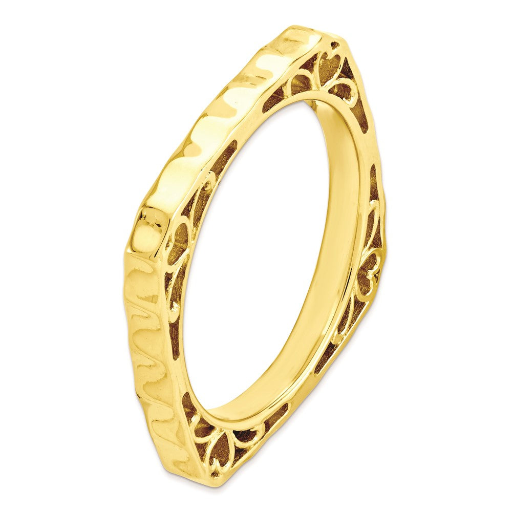 Sterling Silver Stackable Expressions Polished Gold Plate Square Ring